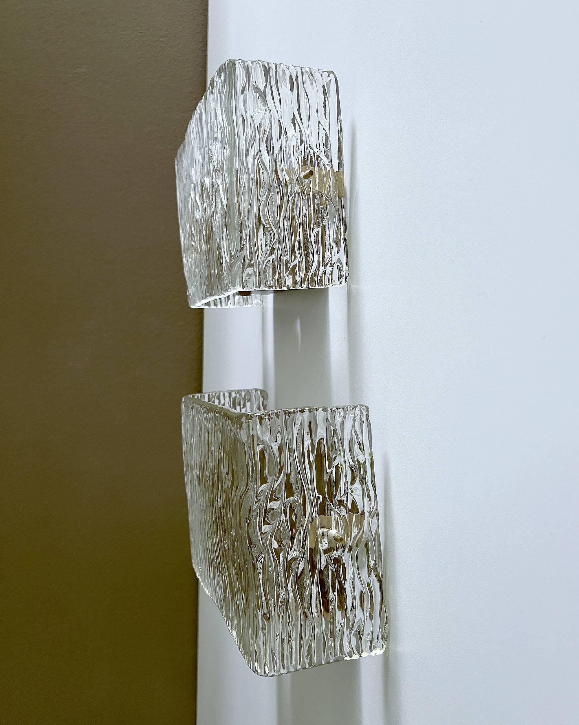 Pair of Vintage Kalmar Glass Sconces