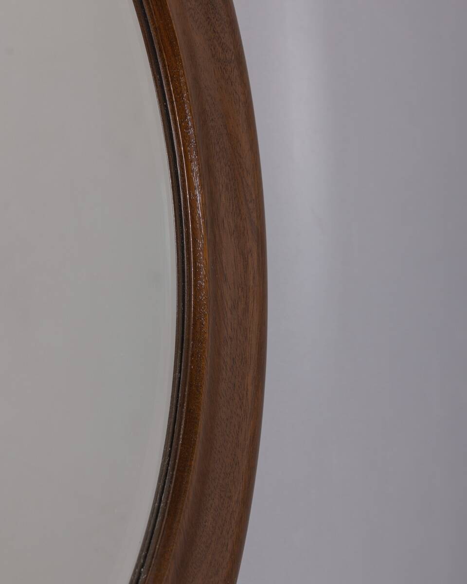 ROUND VINTAGE WOODEN WALL MIRROR FROM THE 1960S, ITALIAN DESIGN  CONDITION: