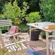 Salon de jardin bois blanc vintage