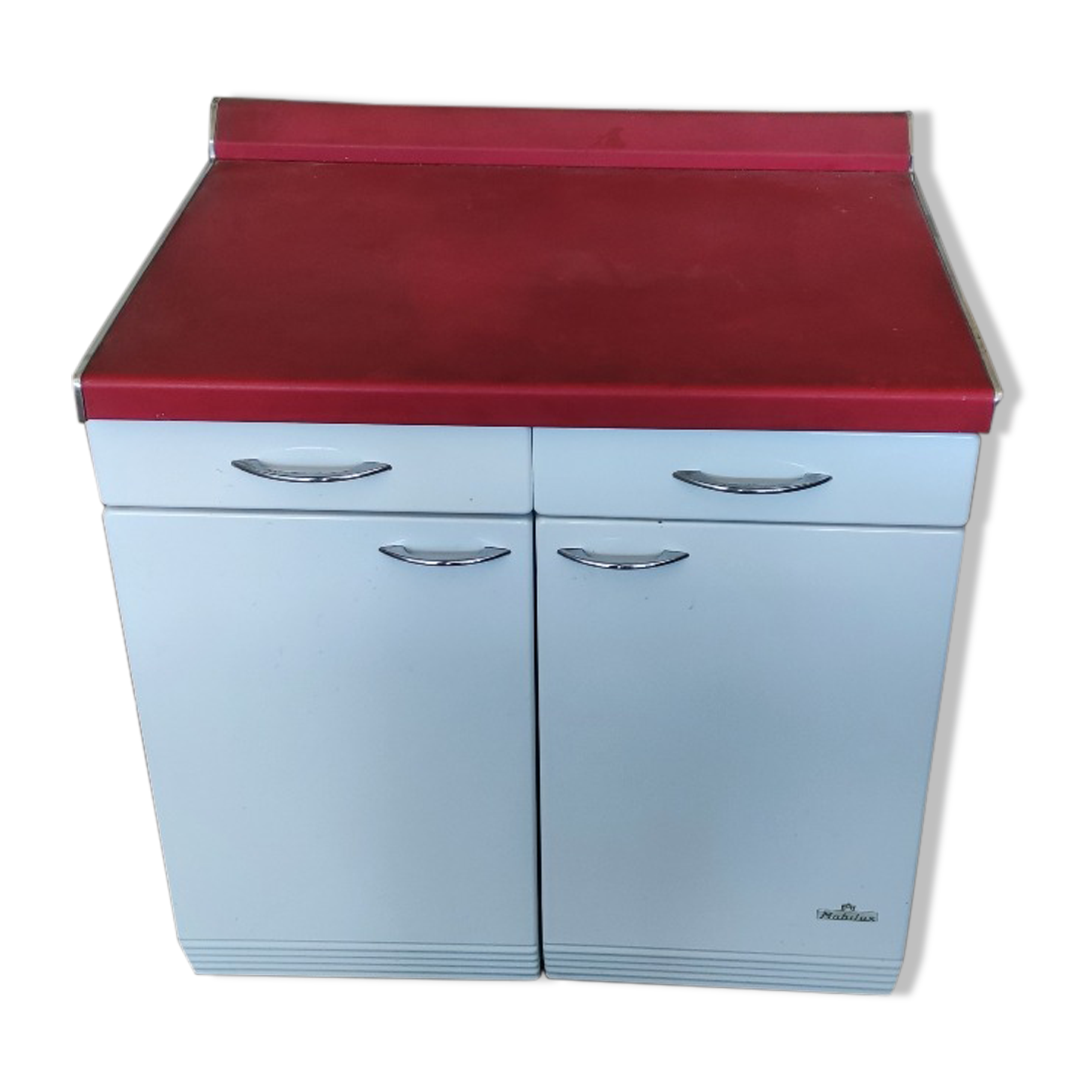 Sideboard in enamelled sheet metal two doors two drawers