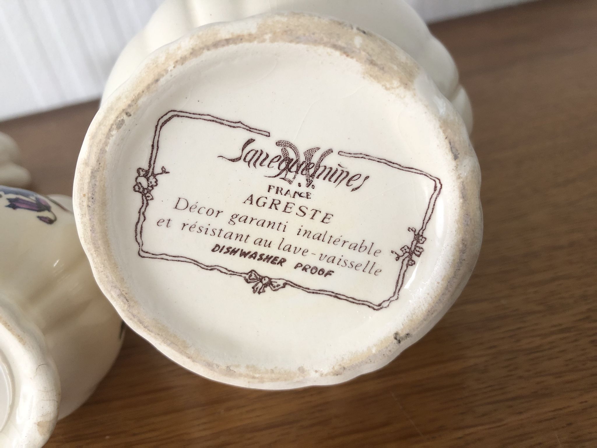 Housewife oil vinegar and salt porcelain Sarreguemines