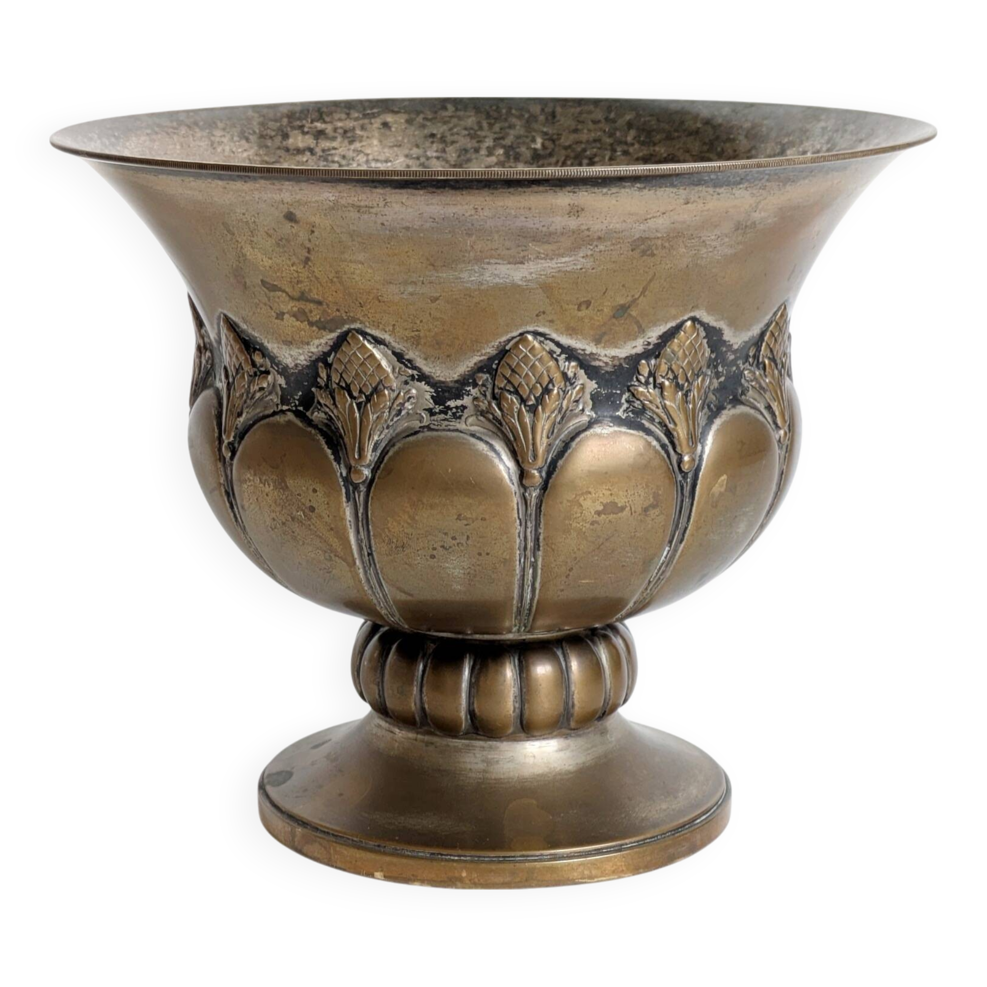 Vintage brass planter with pedestal