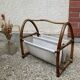 Vintage magazine holder in wood and canvas