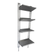 Large chrome wall shelf, aluminium and metal, 1970s industrial, 220cm.