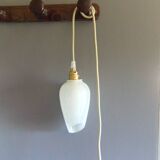 Portable hanging lamp 1970/80 white granite glass