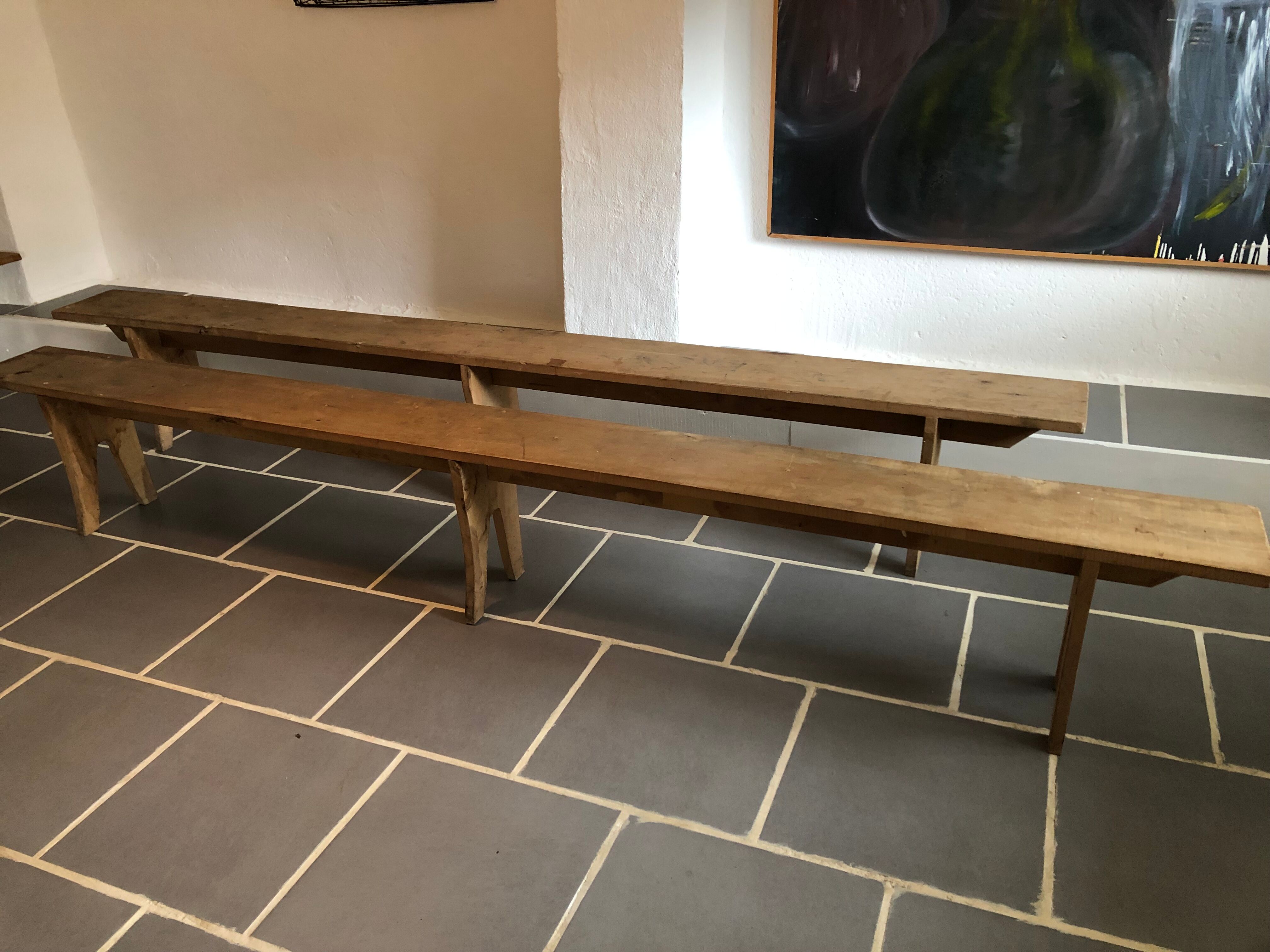 Pair of old farm benches 3 meters