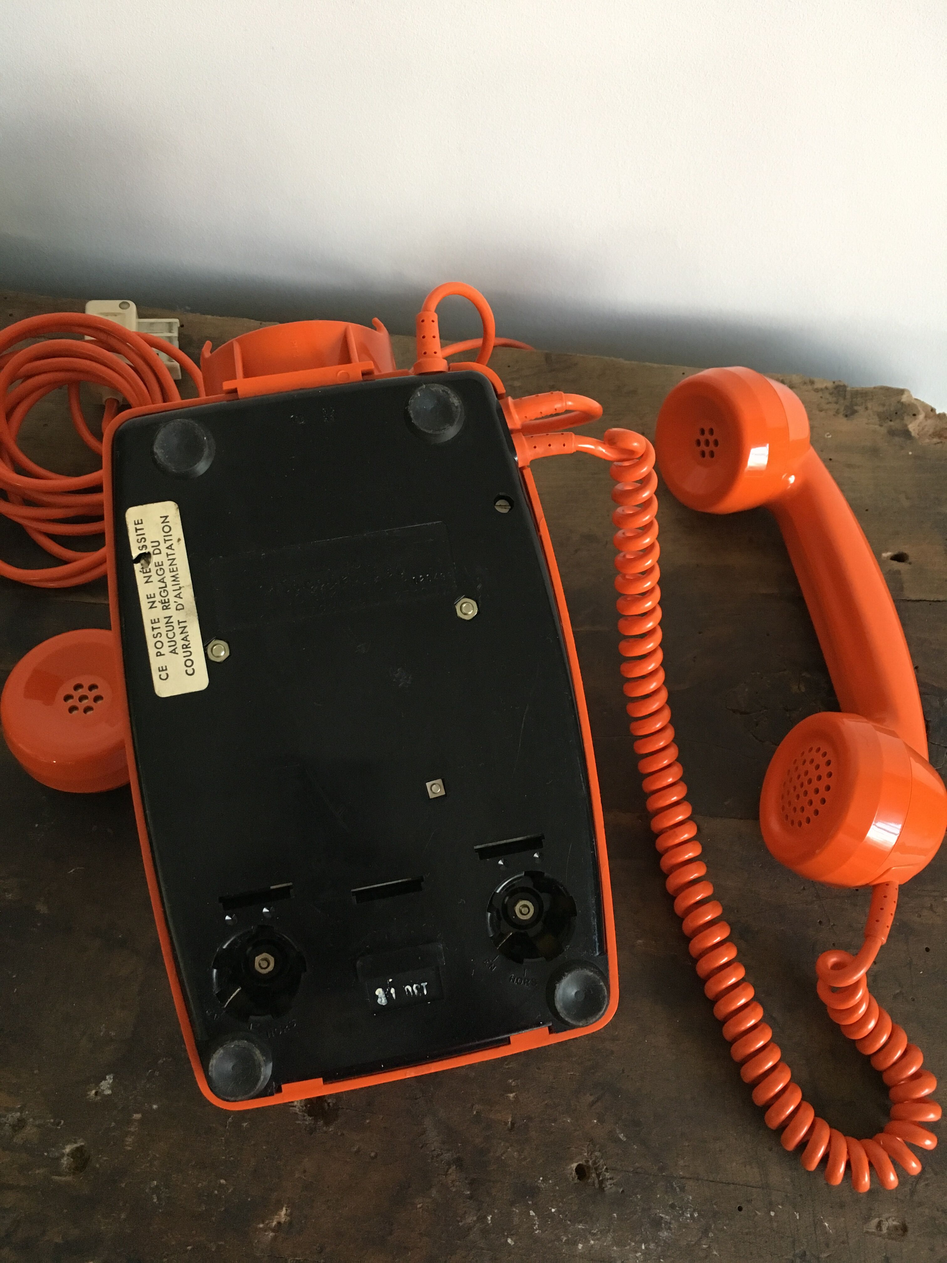 S63 orange vintage rotary phone