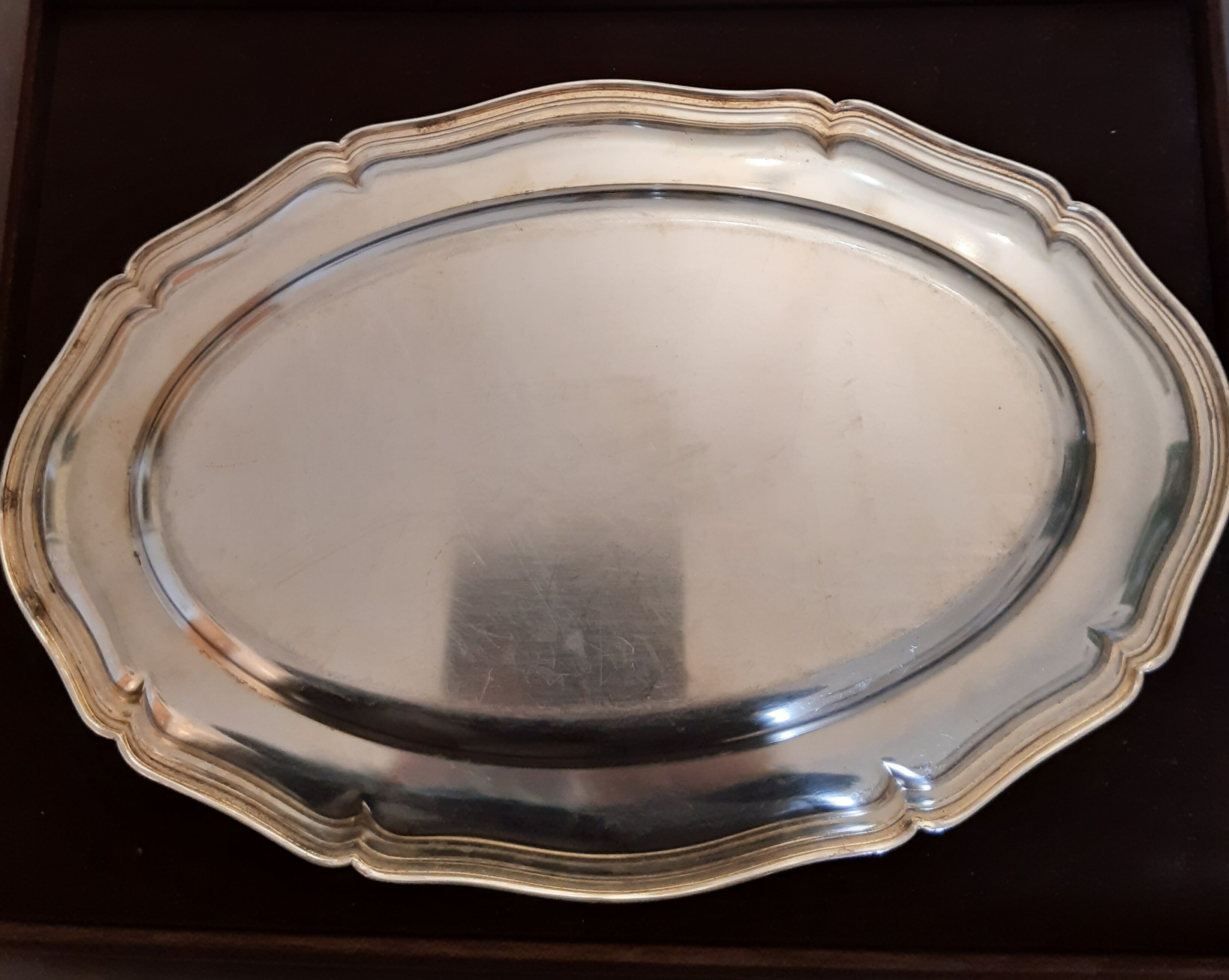 Oval plate double silver metal nets