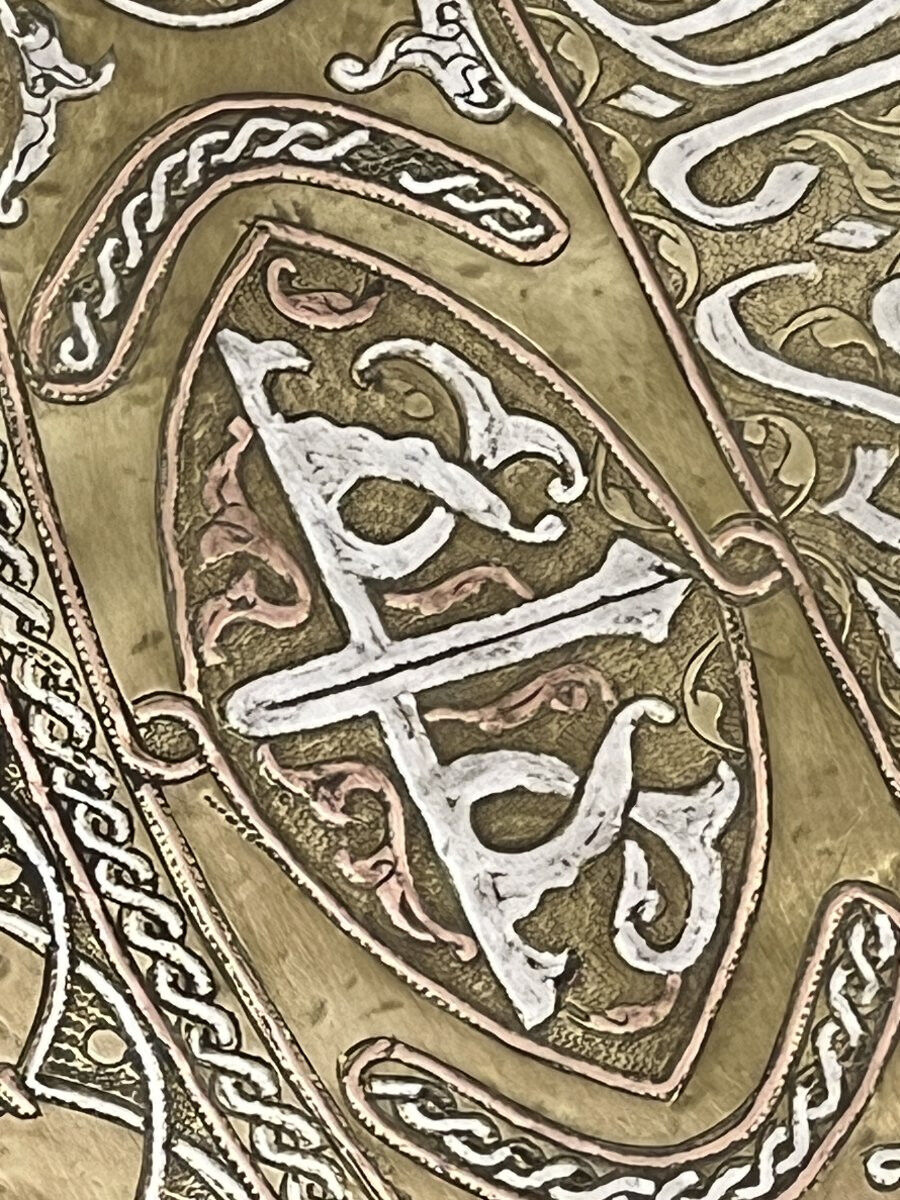 High-quality Eastern ceremonial plateau in copper and silver, 19th century, Iran Syria.