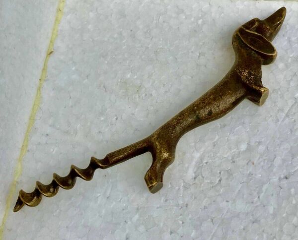 Tire bouchon ancien chien teckel ou basset en bronze - corkscrew - korkenzieher