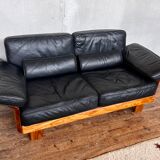Canape seltz elm and leather design 1960