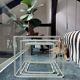 3 tables gigognes Max Sauze pour Isocèle – années 70 – métal blanc & verre