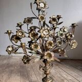 Pair of large 9-light altar candelabra, 19th century, in bronze and brass