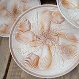4 shellfish/fish plates 1960 barbotine Les ateliers du Revernay