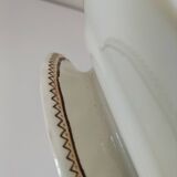 Dish on pedestal Creil & Montereau Mauresque blue brown