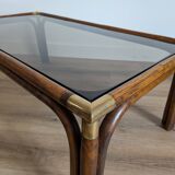 Bamboo and glass coffee table