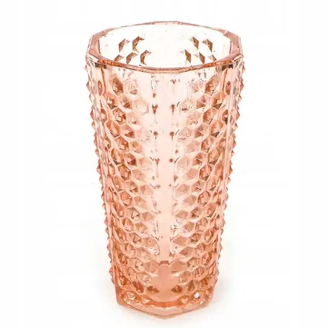 Studs vase, modernism, rose glass, Ząbkowice, Poland, 1970s