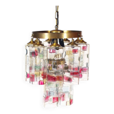 lustre en verre de Murano et laiton attribué à Poliarte