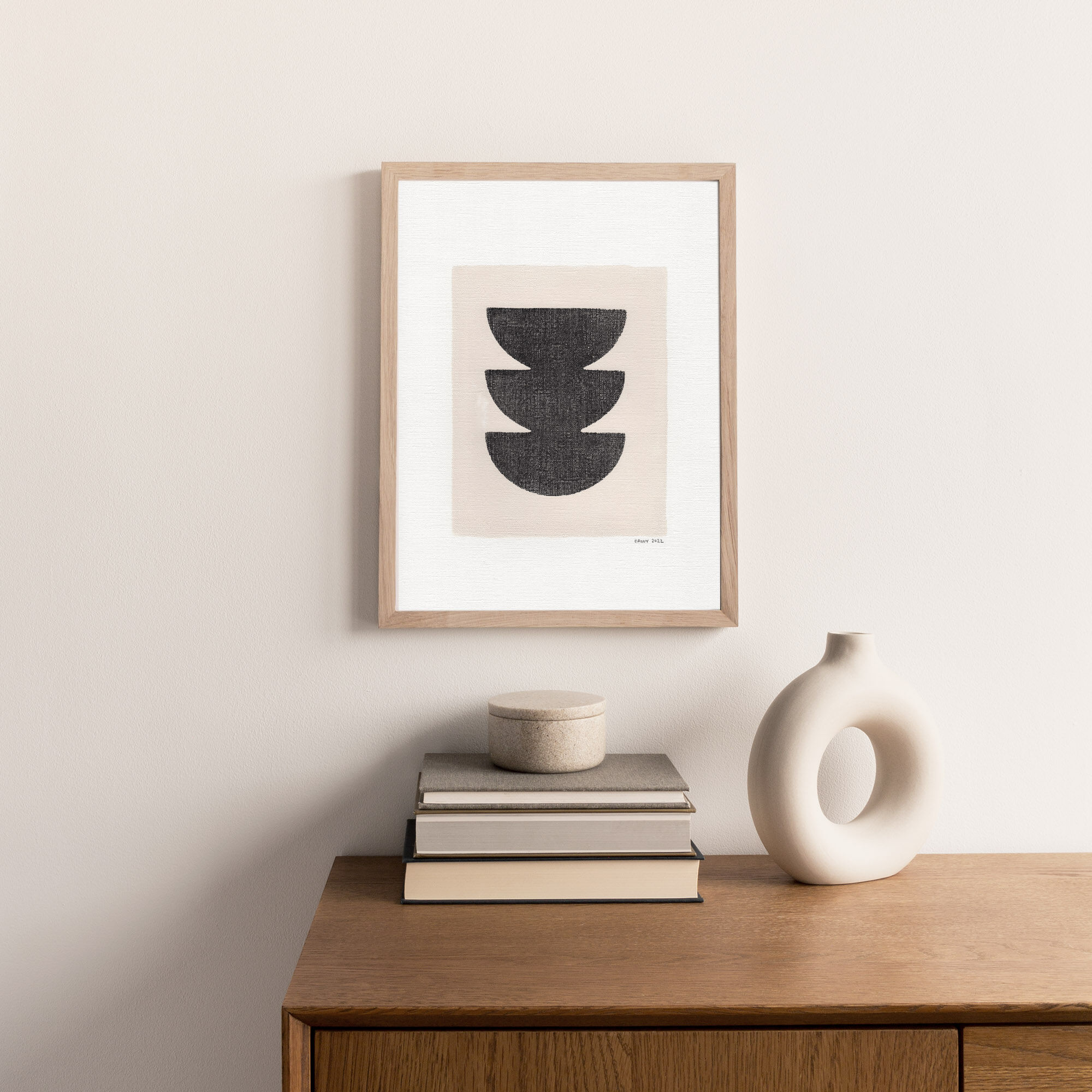 Painting on paper, yellow illustration M631 , signed Eawy
