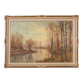 Great Landscape Painting Signed A. Corradi From The 20th Century