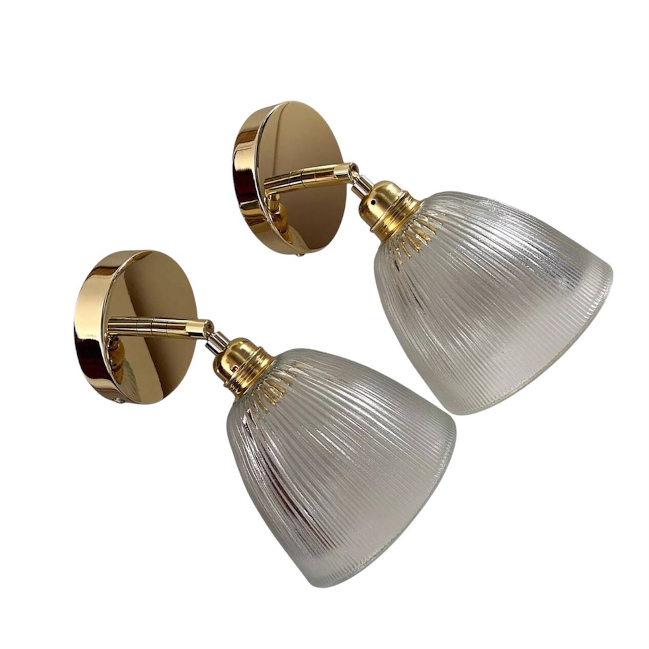 Pair of ribbed glass wall sconces