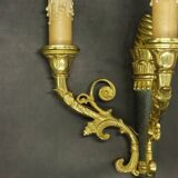 Pair of Restoration style wall lights from Hettier & Vincent - gilded bronze and green patina