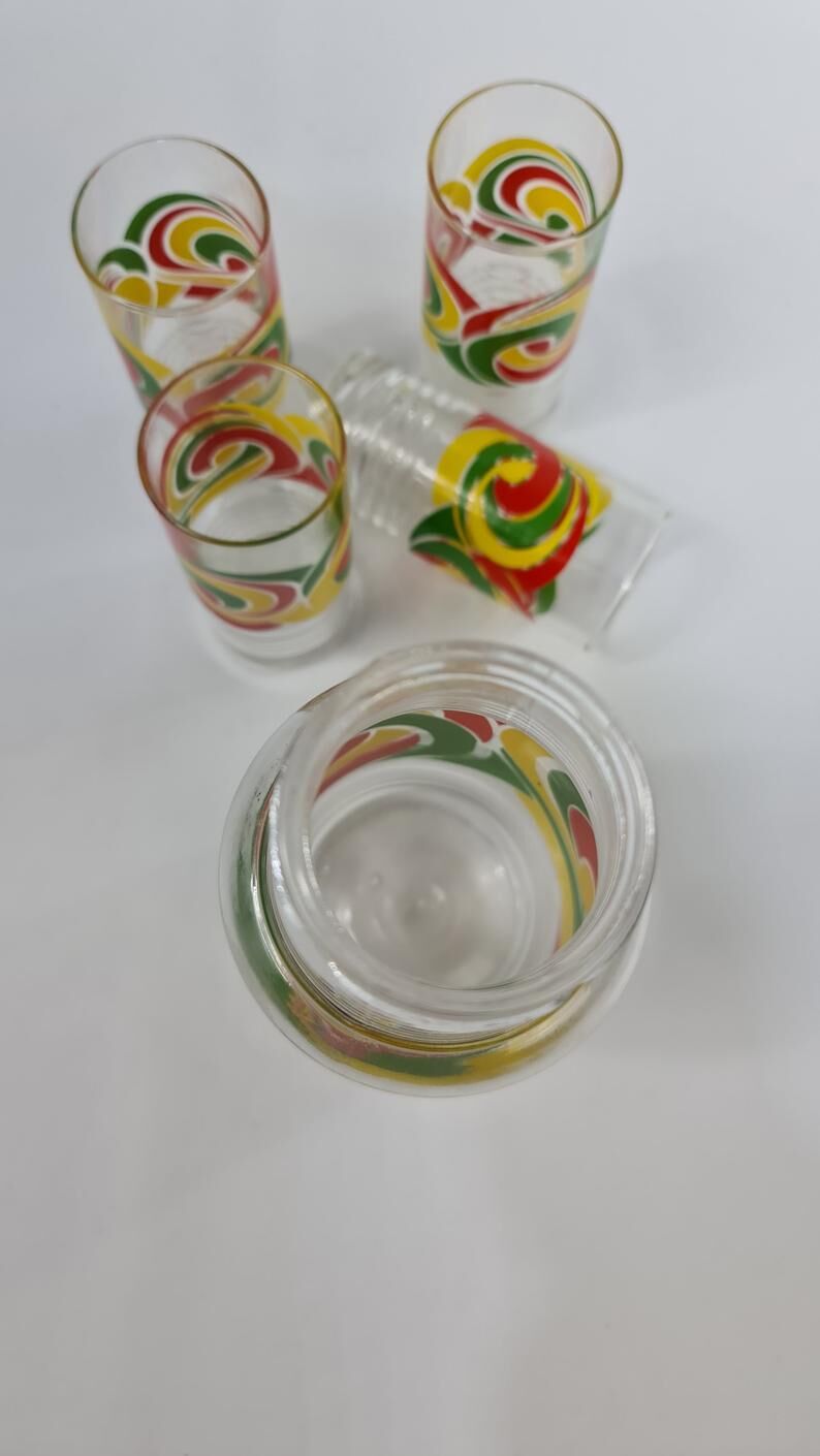 Carafe and vintage glasses from the 70s