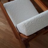 Vintage armchair in solid pine 70s