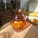 Vintage Art Deco vase in amber glass with a wavy neck - height 25 cm