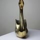 Vintage swan cache-pot/trinket dish in moulded gold-plated brass from the 1970s-80s.