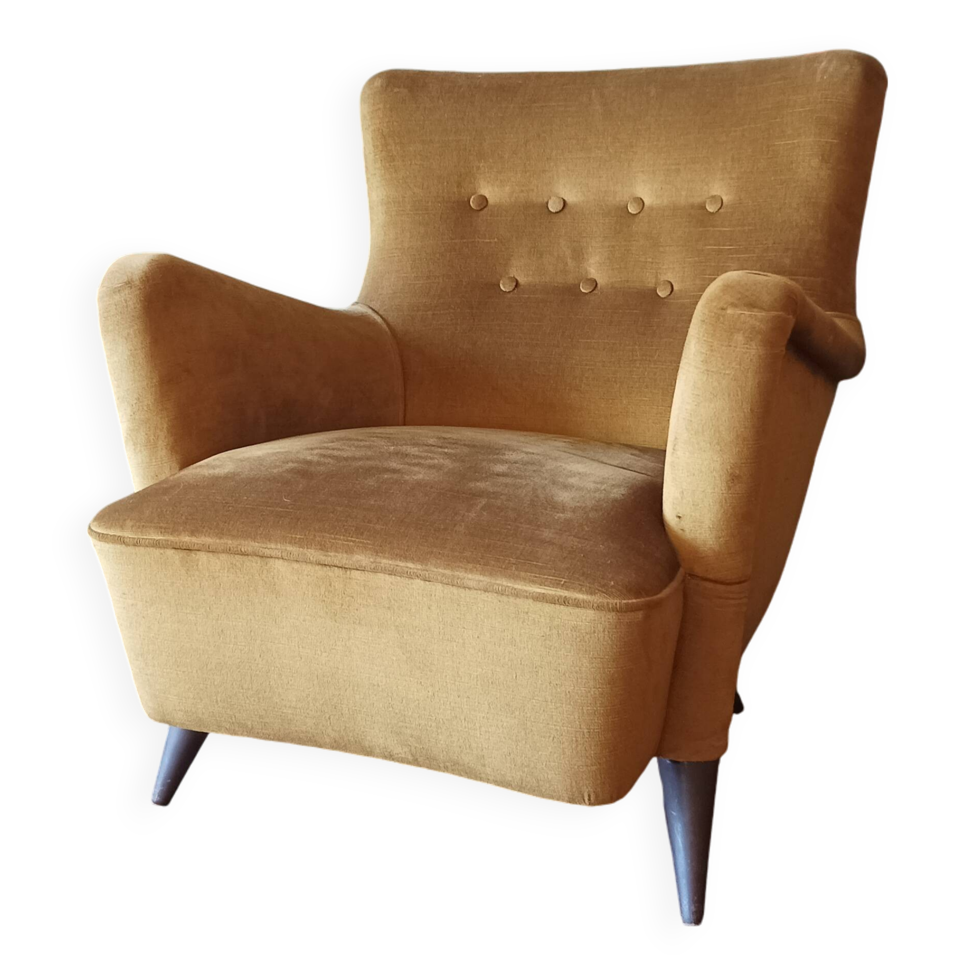 1950 mustard velvet armchair