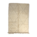Berber carpet Beni Ouarain new ecru with engraved ecrus patterns 2,15x1.52m