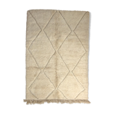 Berber carpet Beni Ouarain new ecru with engraved ecrus patterns 2,15x1.52m
