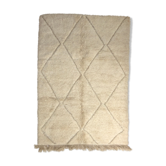 Berber carpet Beni Ouarain new ecru with engraved ecrus patterns 2,15x1.52m