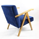 Fauteuils en velours bleu 1970