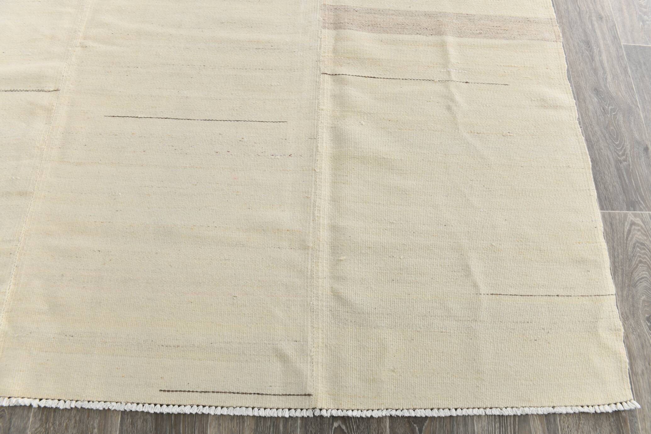8x10 Cream & Beige Handmade Wool Vintage Rug, 248x301Cm