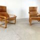 Leather Poäng Chairs & Footrest by Noboru Nakamura for IKEA, 1990s