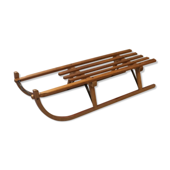 Vintage beech sledge Davos Germina 60/70 made in Gdr