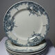 6 antique Boch Frères Keramis plates, Dauphin model, blue decoration, 19th-20th century.