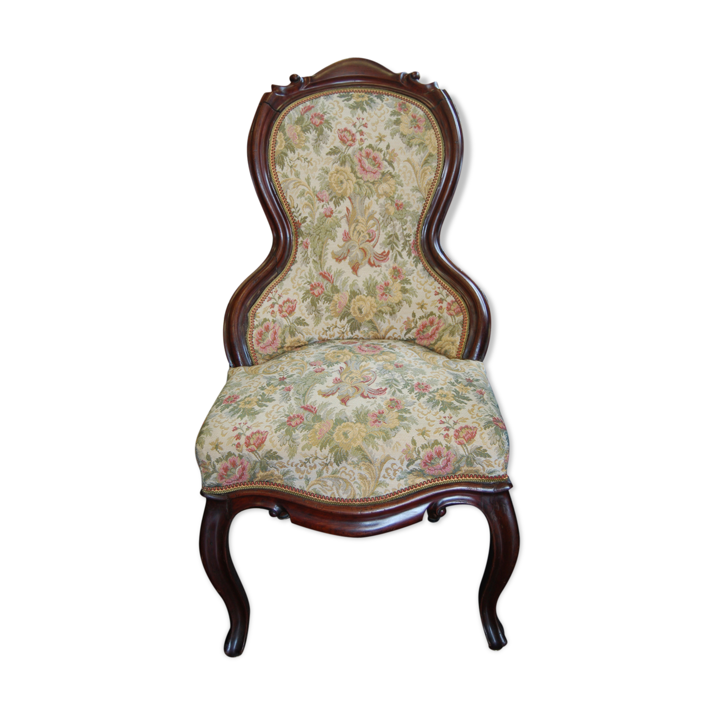 Louis Philippe period armchair with violin-shaped back in mahogany