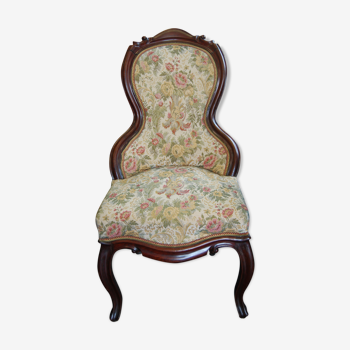 Louis Philippe period heater chair with a mahogany fiddled back