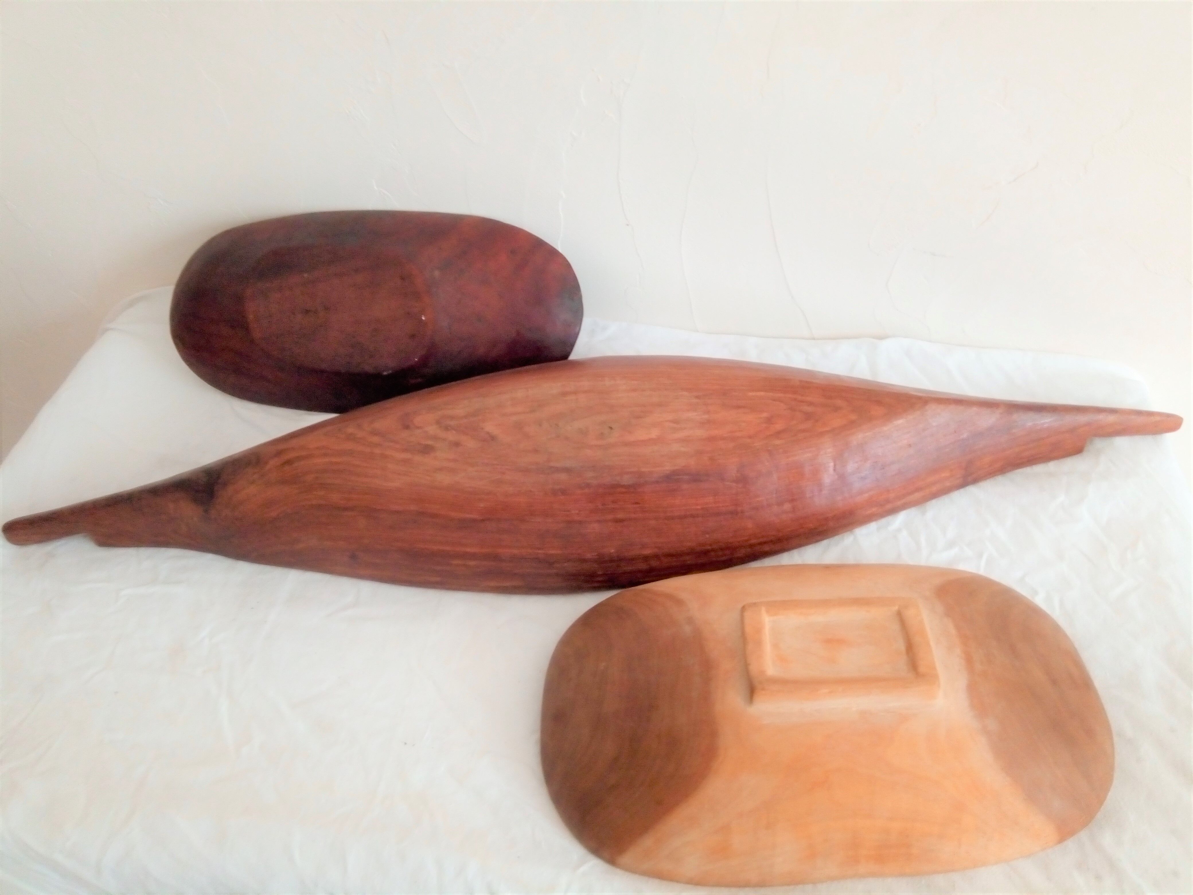 Lot of 3 African wooden dishes