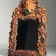 English folk art mirror leather