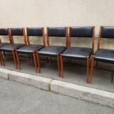 6 scandinavian black and beech chairs