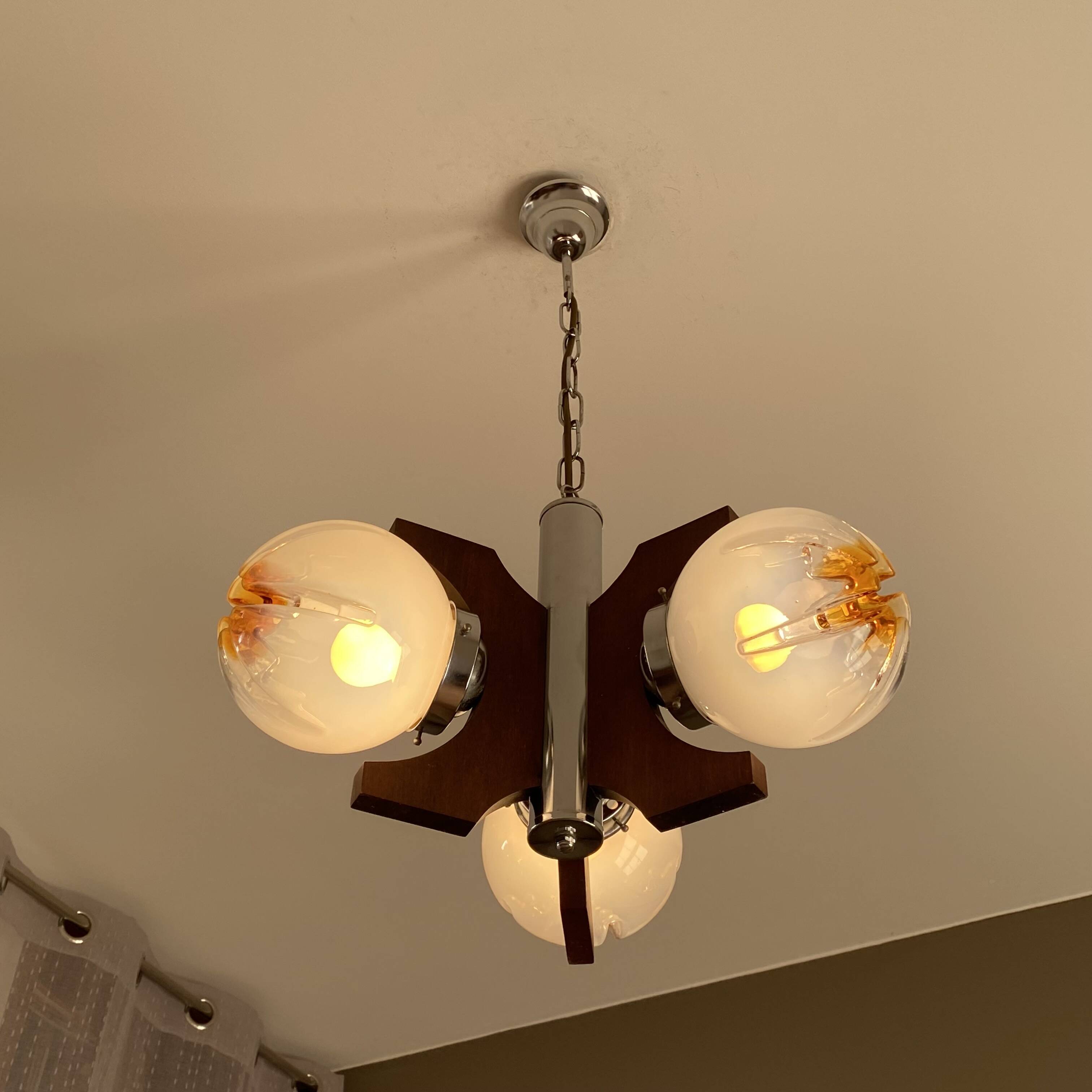 Mazzega chandelier. 1970. Murano glass. Italy.
