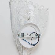 Vintage Murano Glass Shell Wall Lamp in Opal White with Gold Metal Backplate, Italian 1970s Design