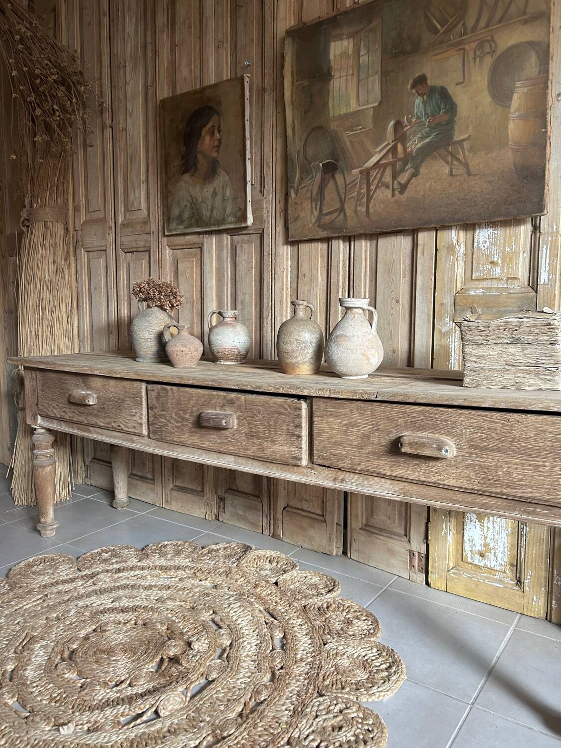 Ancienne table à cruche , console