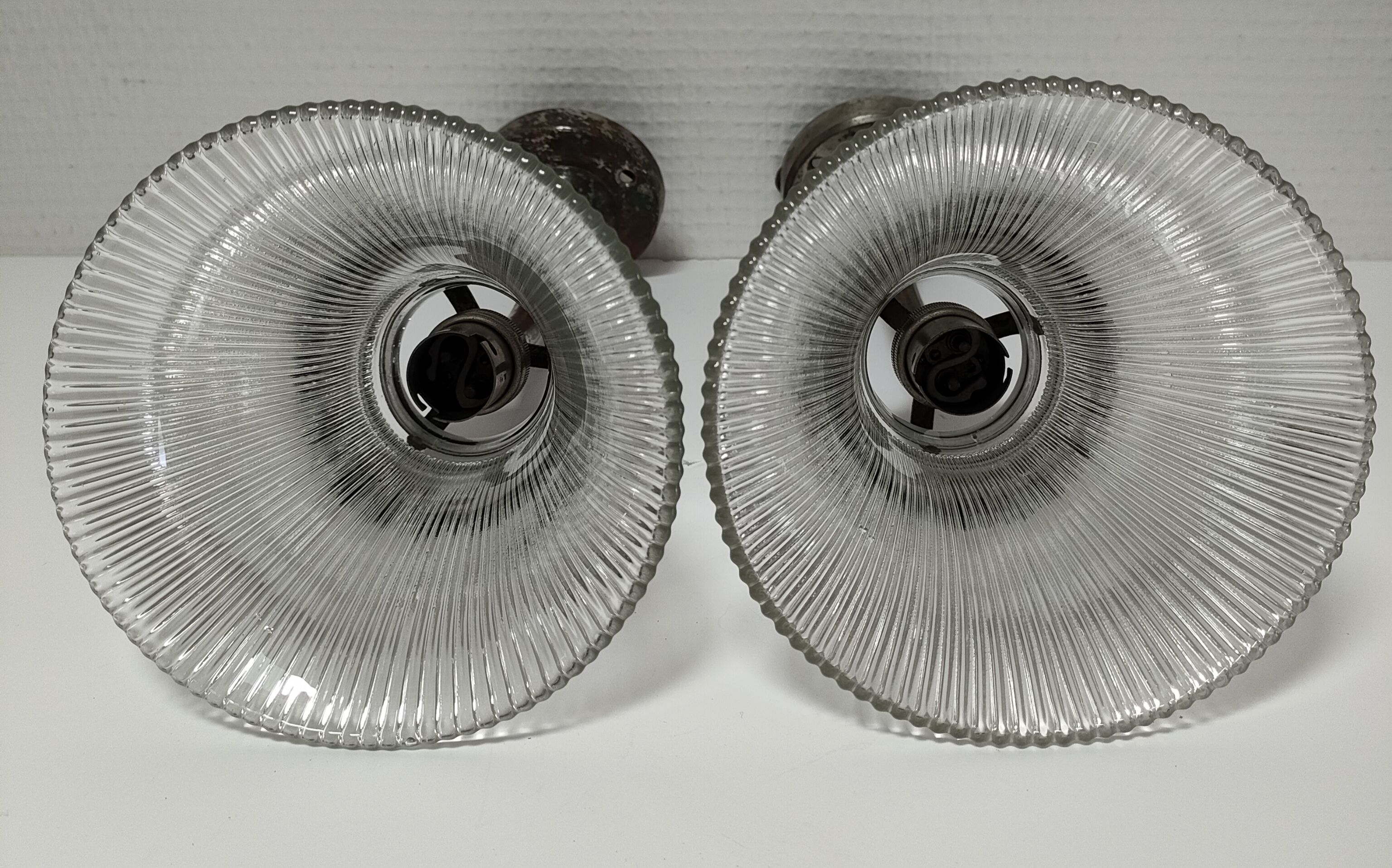 Pair of bronze and glass sconces  1900