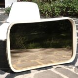 Rectangular mirror, horizontal or vertical, in white lacquered wood, 1970s.