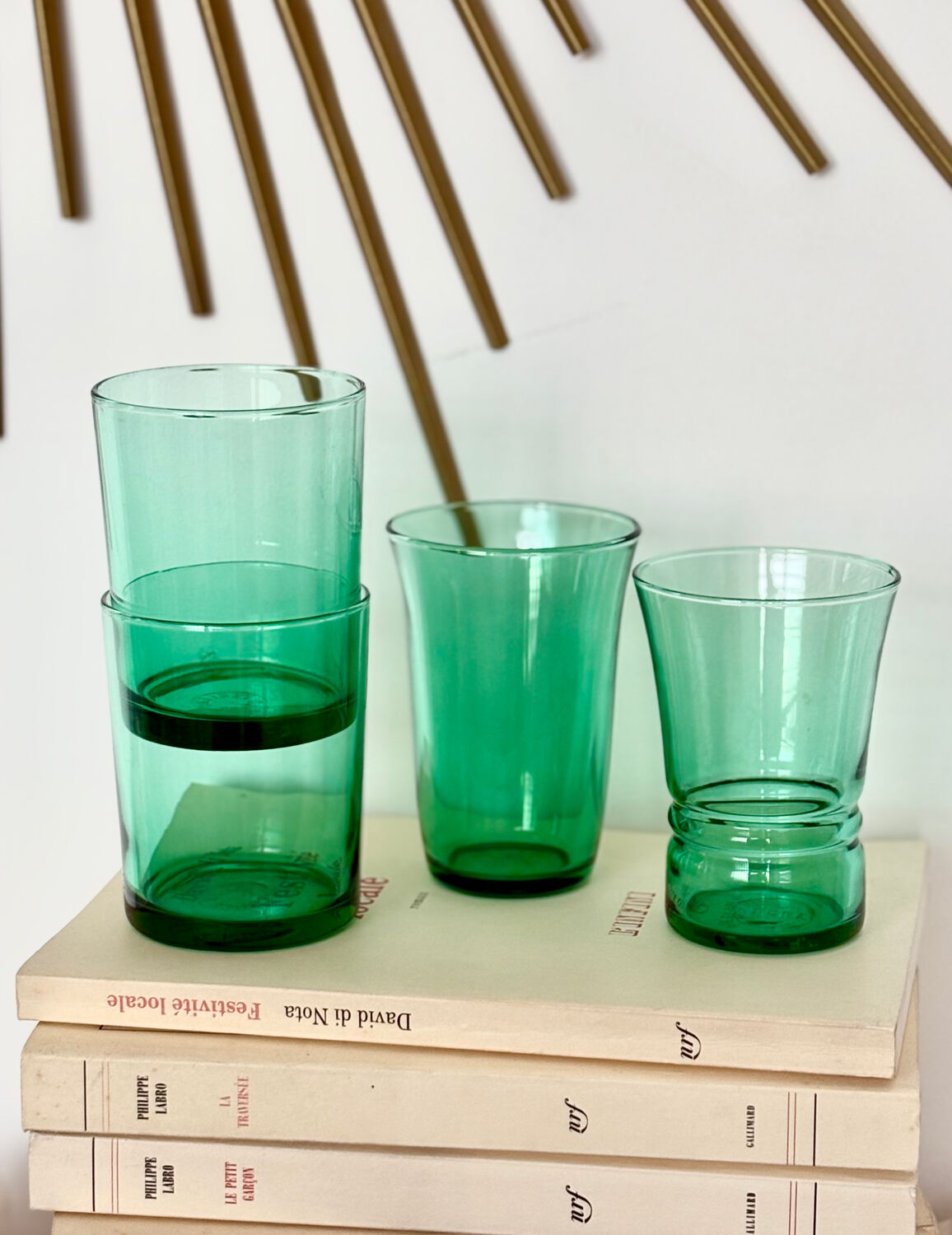 Set of 4 vintage green glasses